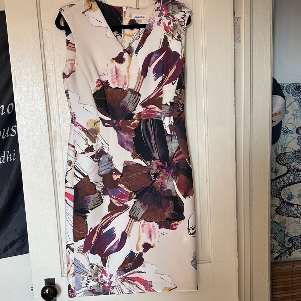 Calvin Klein Floral Midi Dress - Purple and Brown